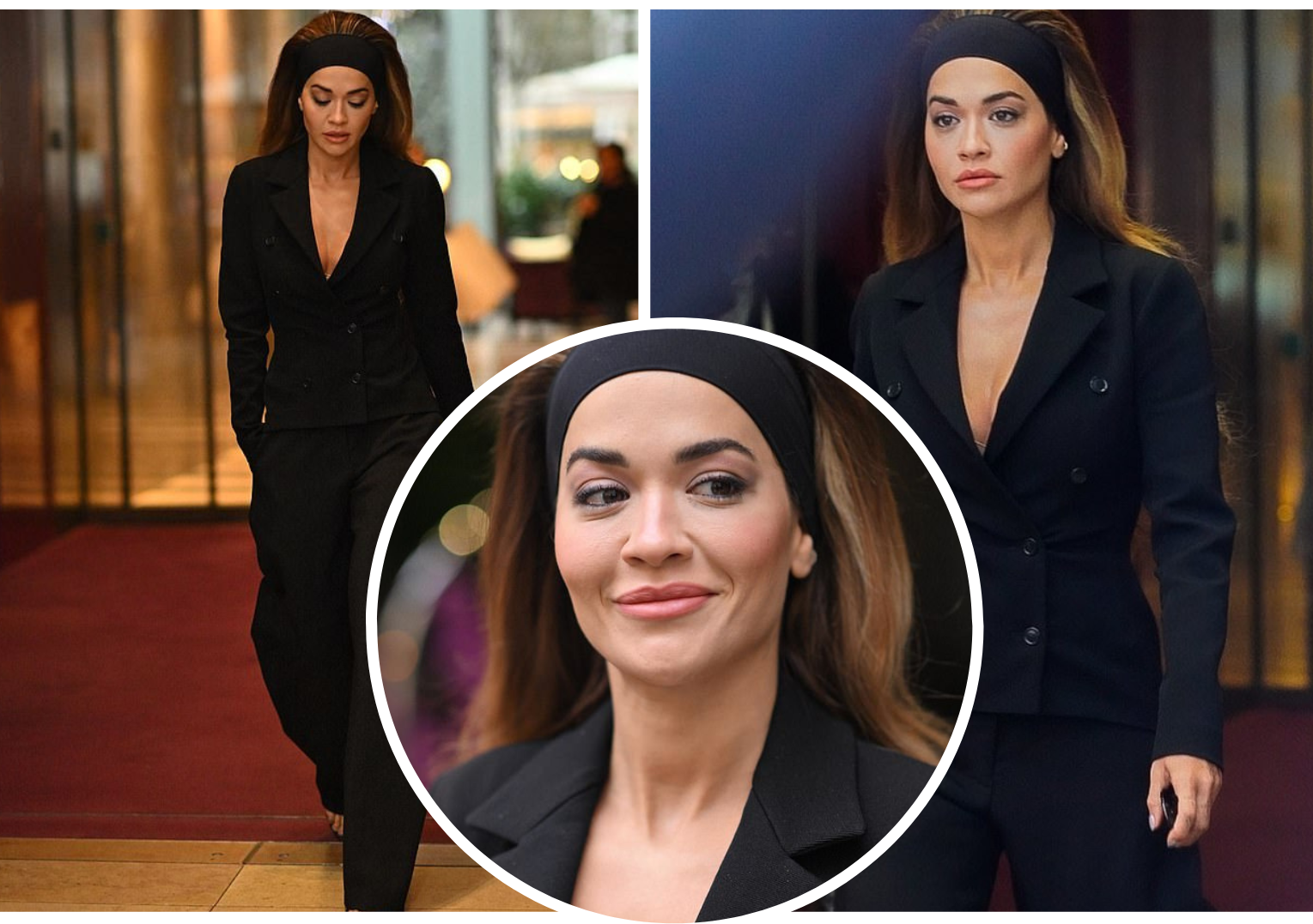 Rita Ora mahnit me dukjen, e veshur me një kostum të zi derisa shijon Javën e Modës ‘Haute Couture’ në Paris