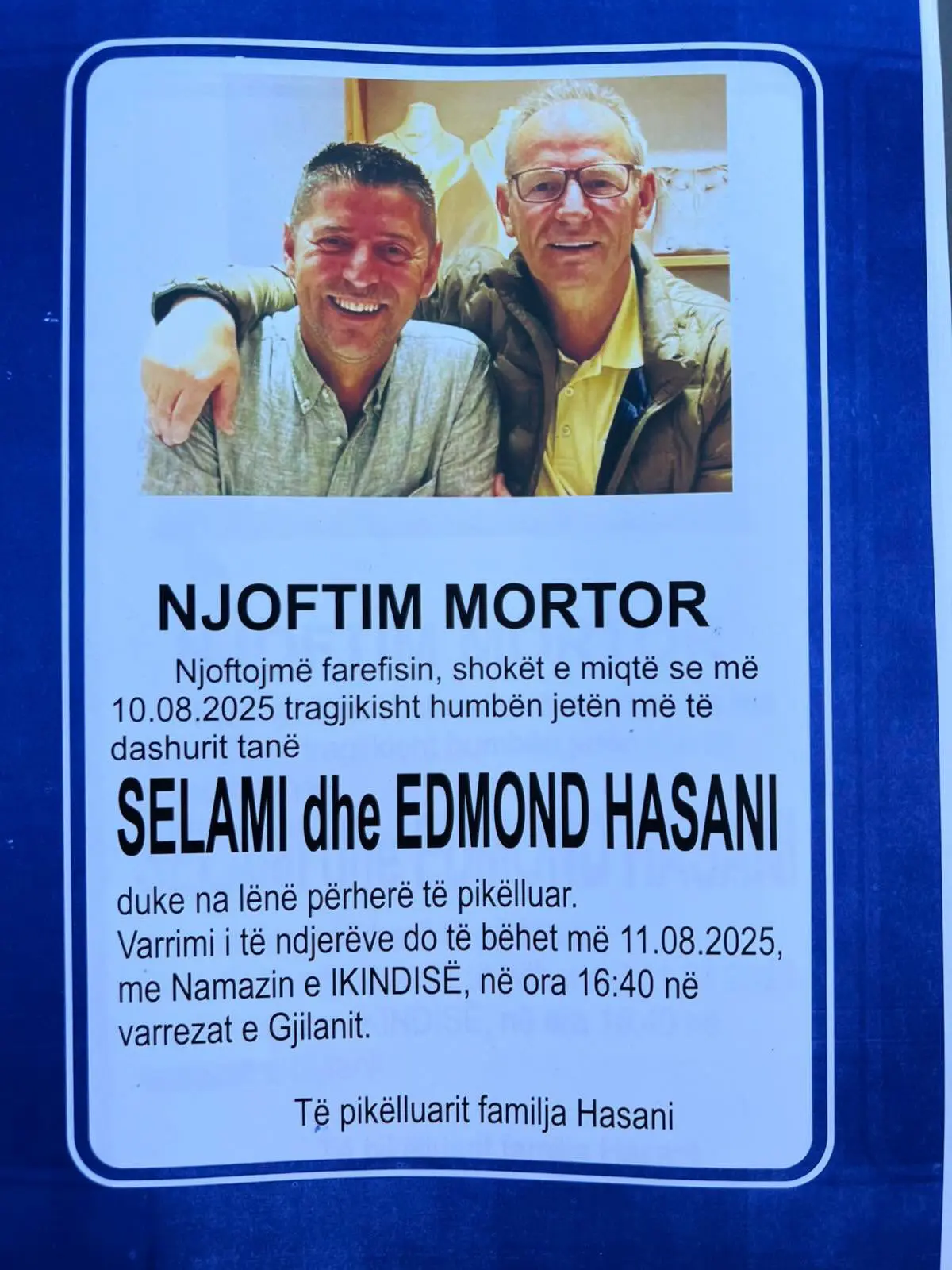 Sot i jepet lamtumira e fundit babë e bir, Selami dhe Edmond Hasani