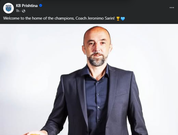 KB Prishtina zyrtarizon Jeronimo Šarin, rikthim me objektiva të mëdha