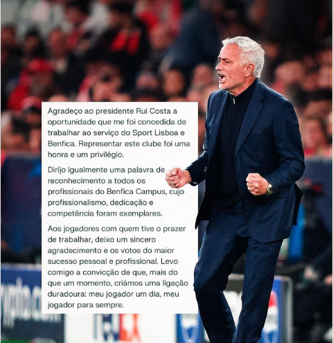Mourinho i jep lamtumirën Benficas, gati për aventurën e re te Real Madridi