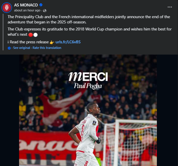 Paul Pogba ndahet nga Monaco, aventura e francezit përfundon para kohe