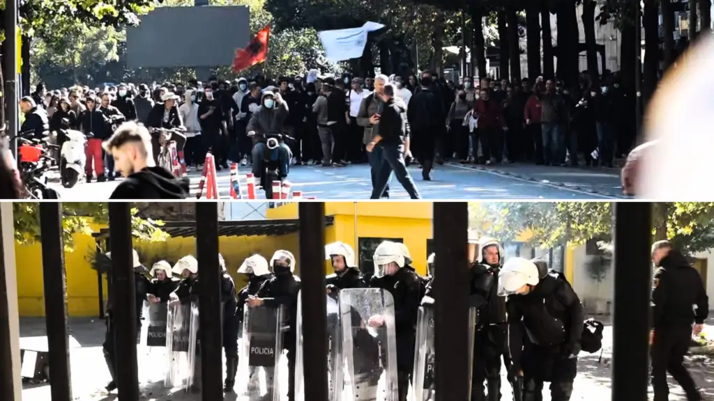 Sërish tensione në Shqipëri, studentët shkulin rrethojat e Ministrisë së Arsimit